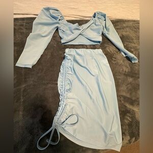 Two Piece Crop Top and Skirt Set